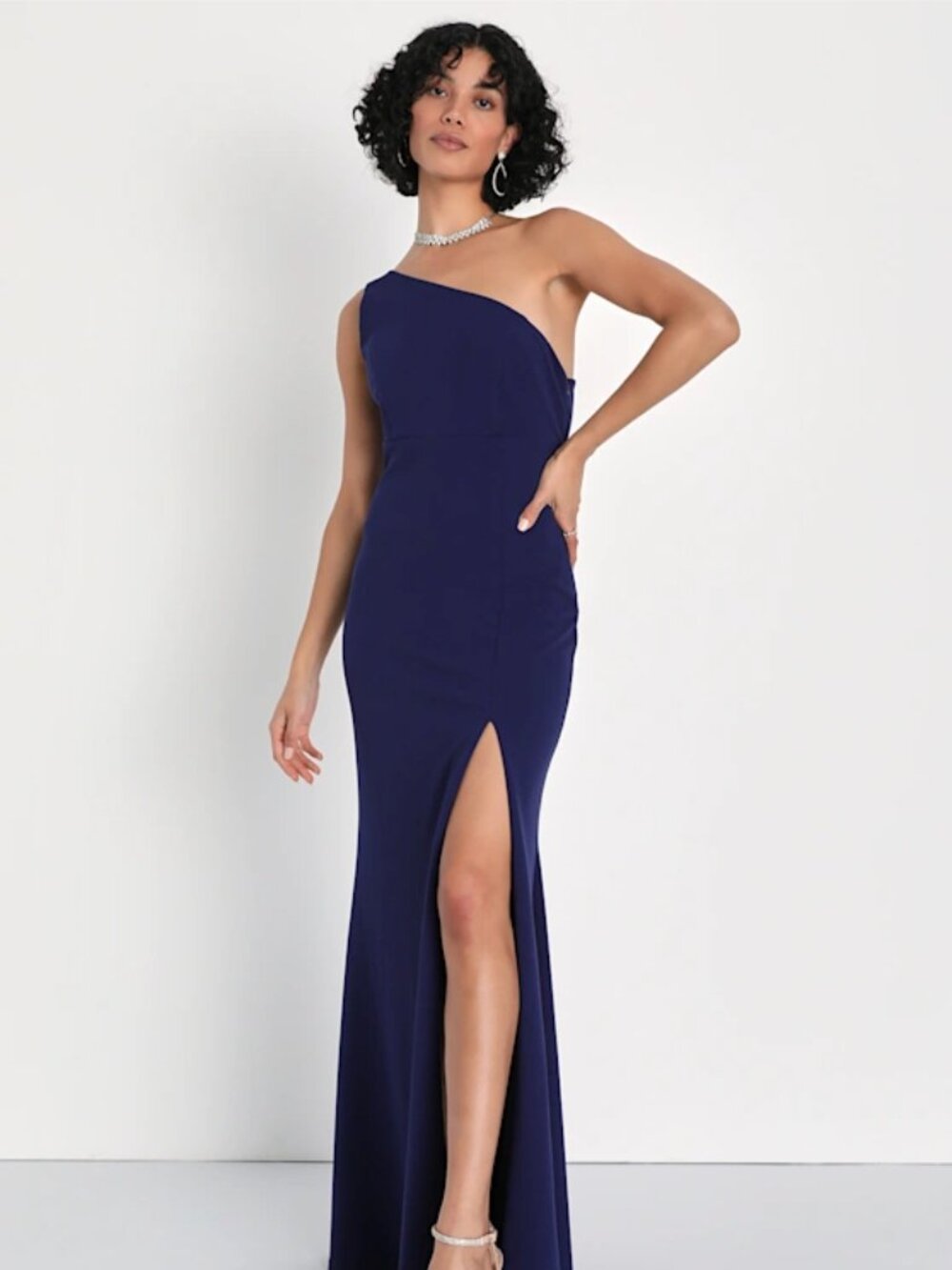 NWT Beloved Moments Navy Blue One-Shoulder Mermaid Maxi Dress - Size Small